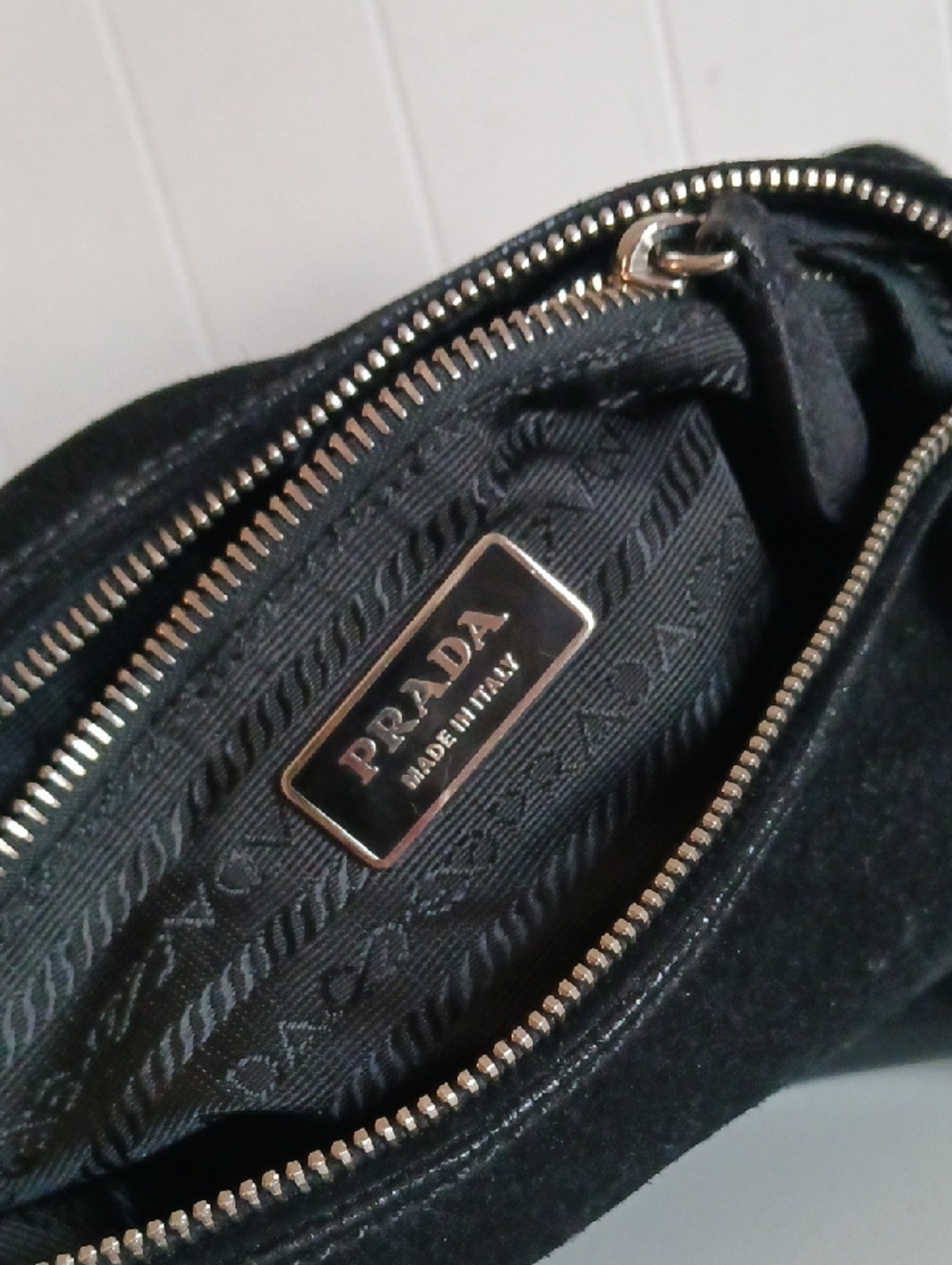 PRADA BLK SUEDE HOBO BAG. - Picture 6 of 8